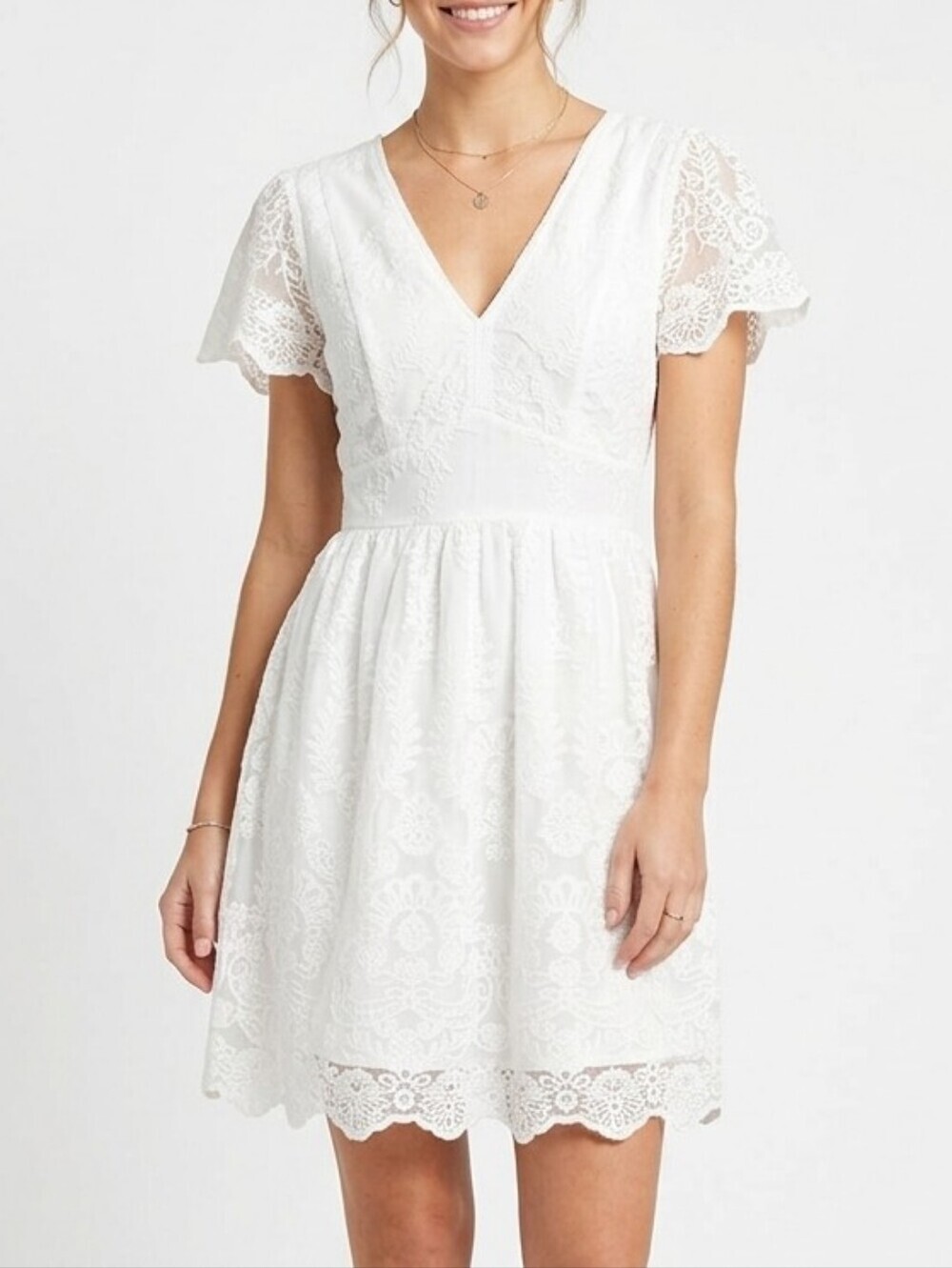 Rebellion White Lace Open Back V Neck Dress
